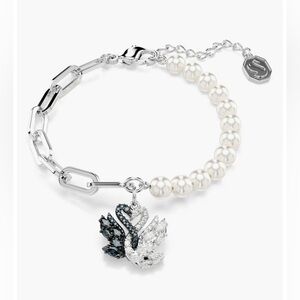 Swarovski Silver‎ and White Pearl Swan Bracelet NWT
